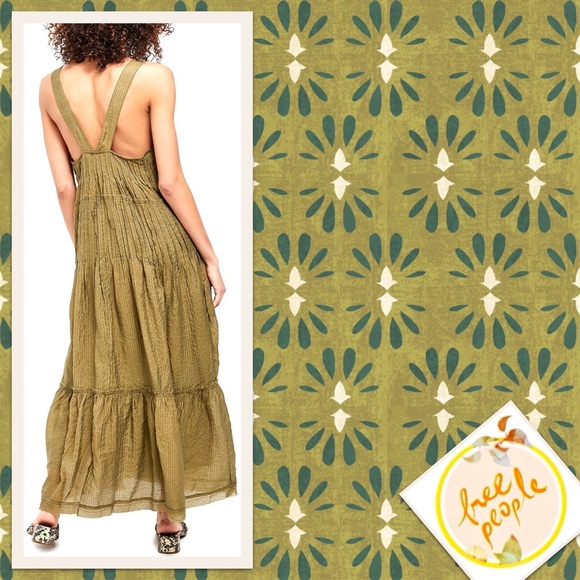 Free People Frankie Pintuck Maxi Dress in Olive (Army Green / Moss) - Picture 6 of 8
